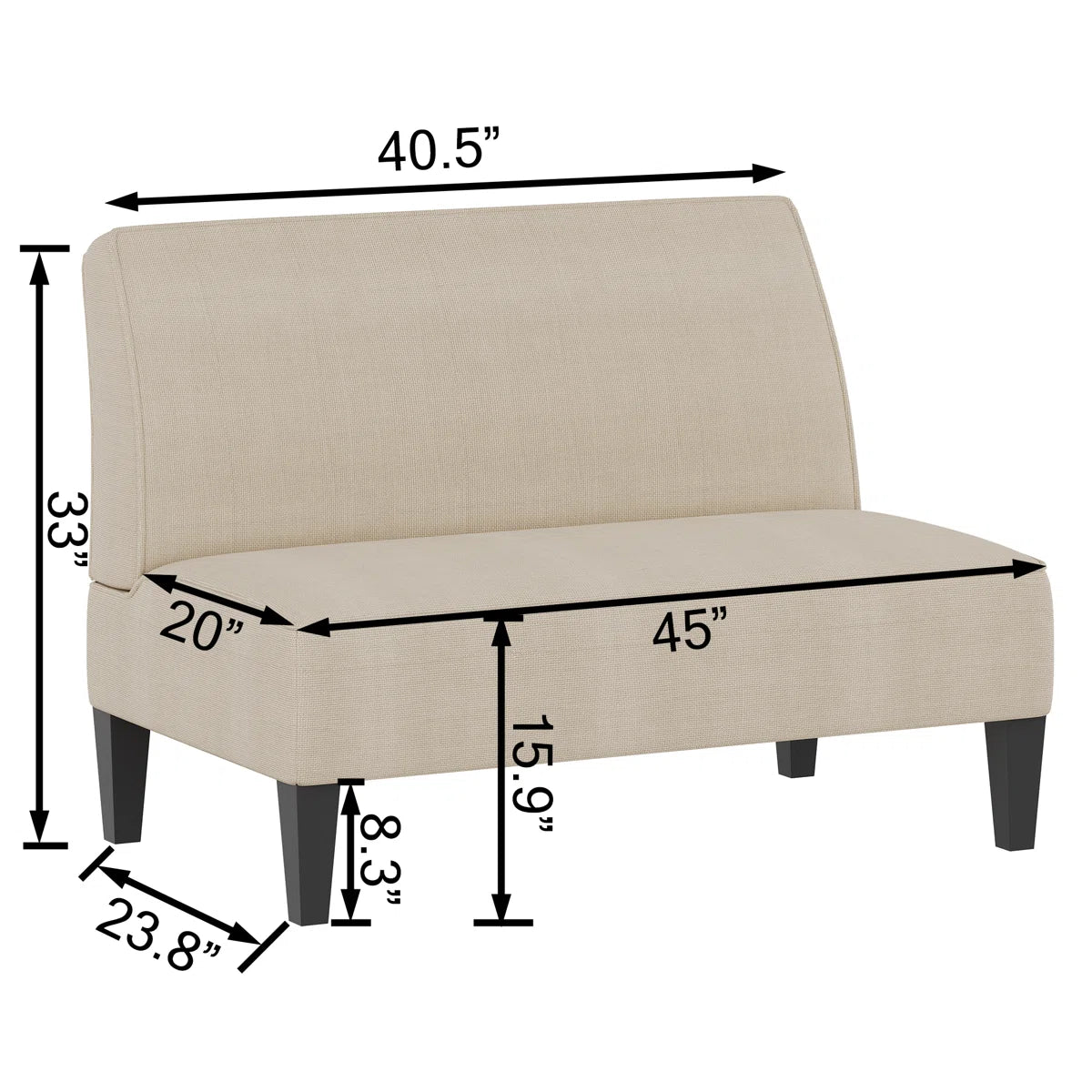 44'' Upholstered Loveseat Space Saving Premium 2 Seater Sofa