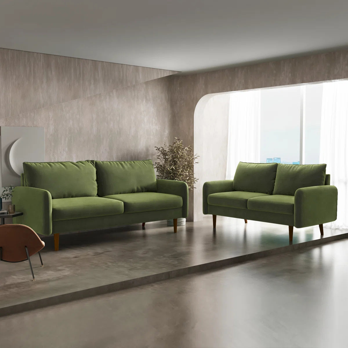 58" Velvet Round Arm Sofa Loveseat