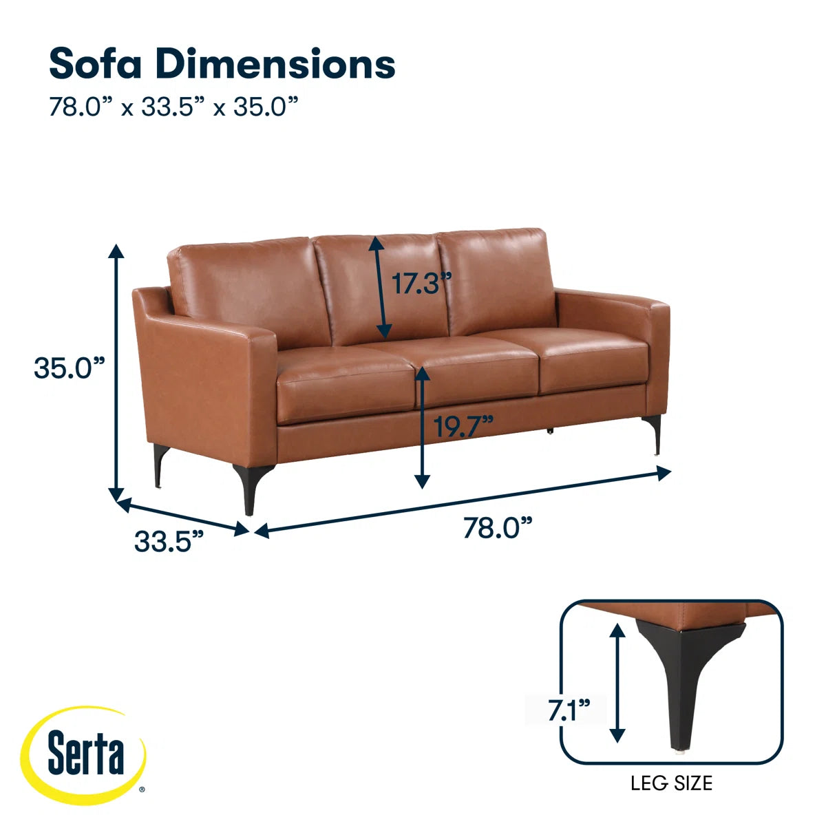 68.9" Square Arm Faux Leather Sofa