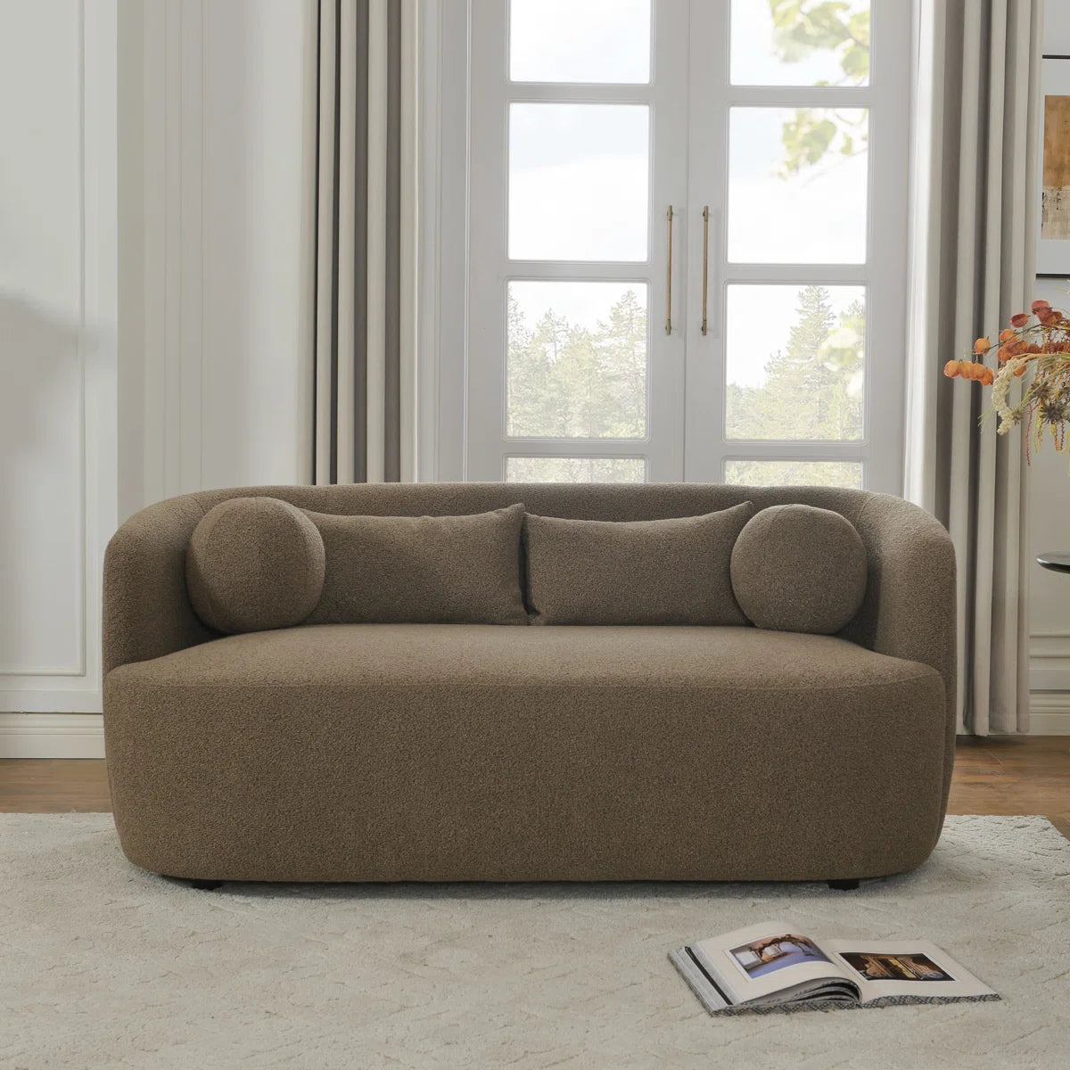68" Wide Boucle Upholstered Loveseat Sofa
