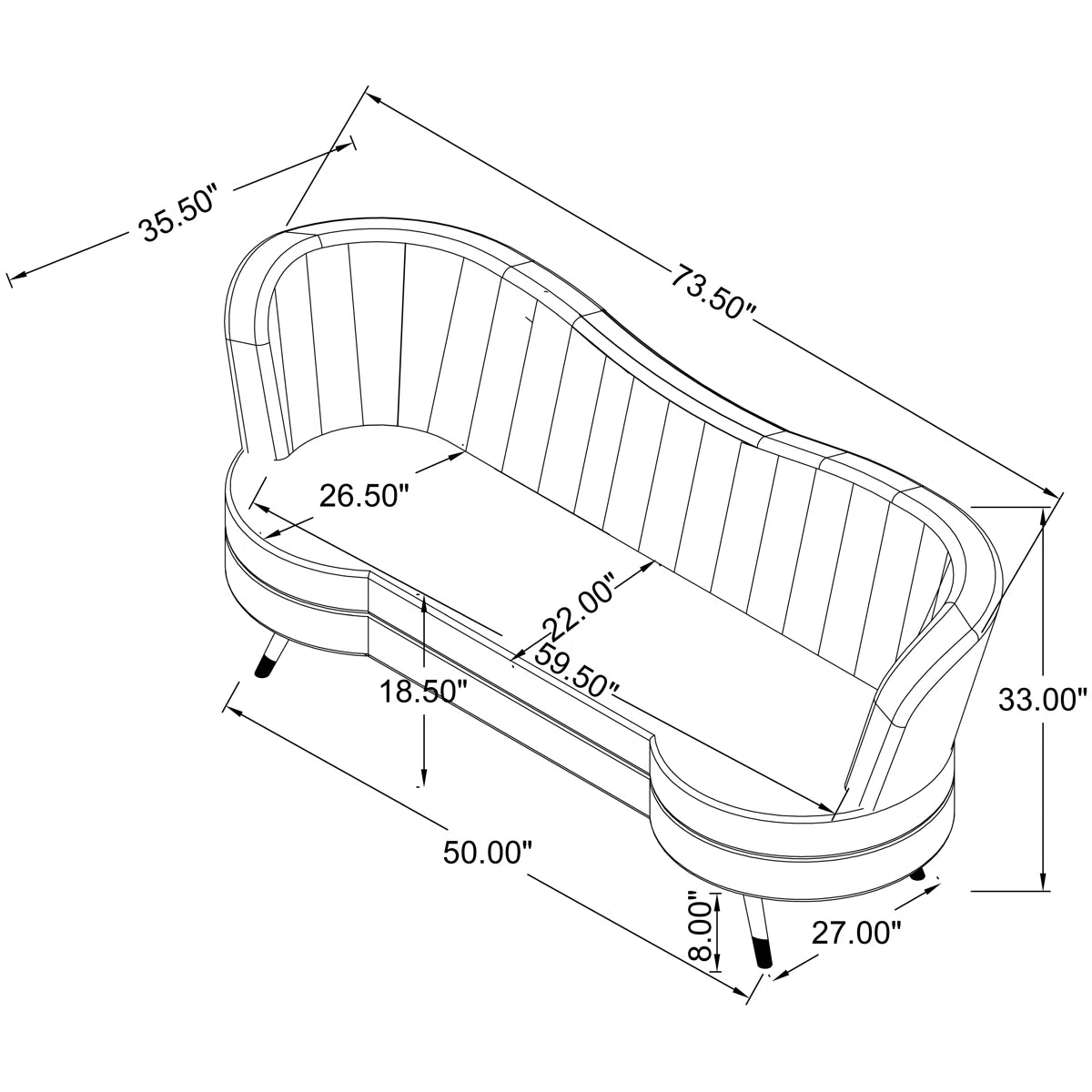 73.5'' Round Arm Loveseat