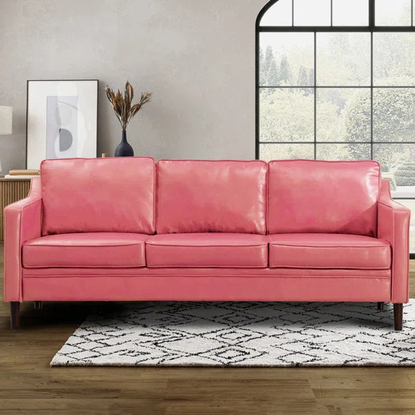 80" Vegan Faux Leather Upholstered Square Arm Sofa