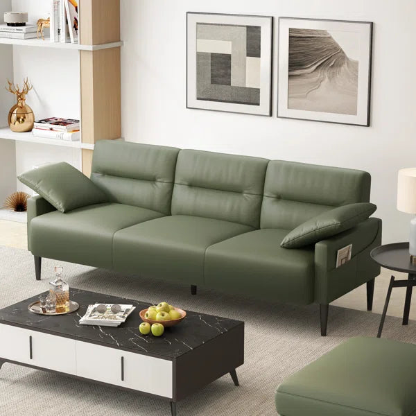 83'' Faux Leather Upholstered Square Arm Sofa