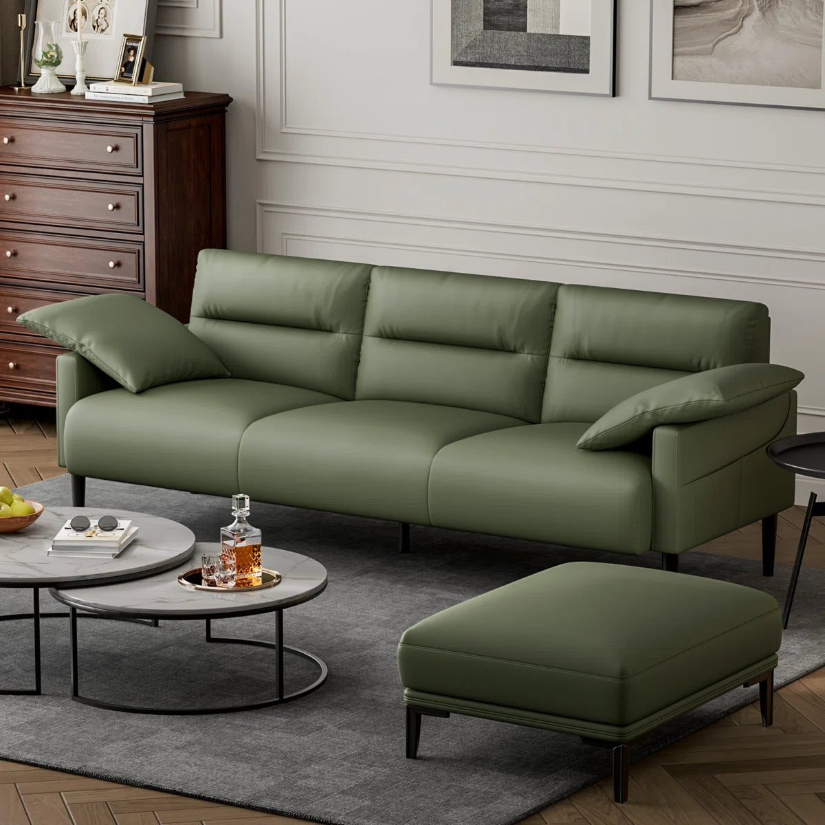 83'' Faux Leatherette Upholstered Square Arm Sofa