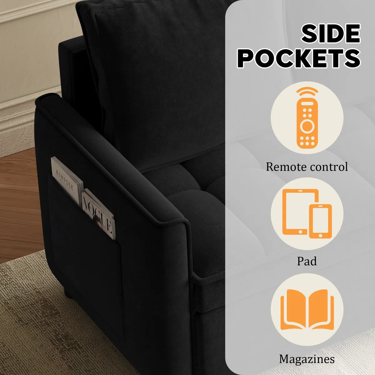 Convertible Sleeper Sofa Bed Tufted Loveseat Small Room Couch