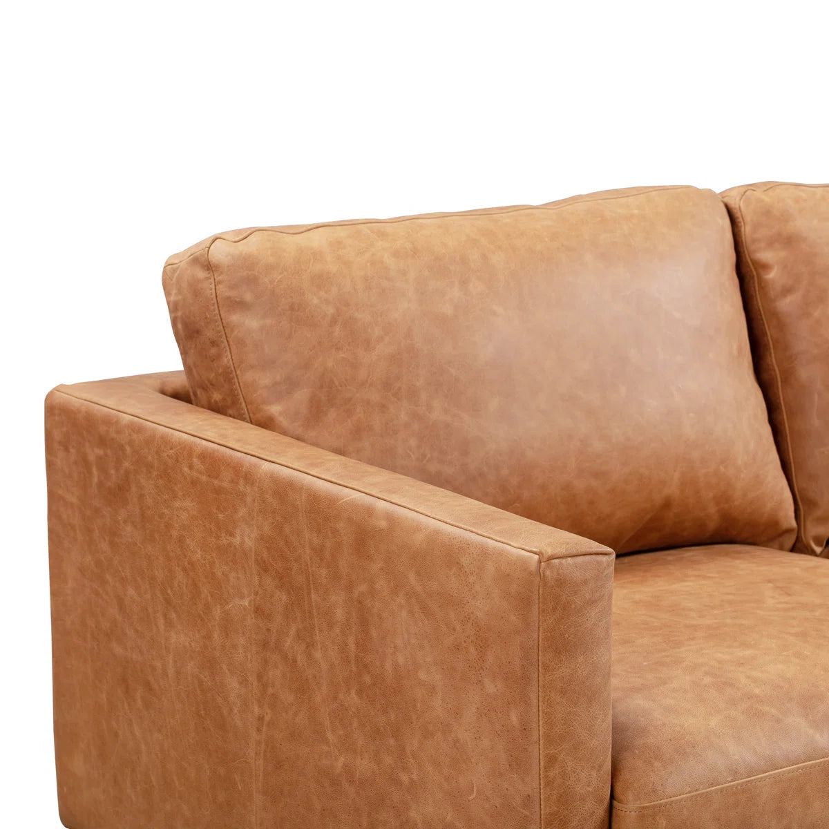 Full-Grain Genuine Italian Leather Square Arm Sofa