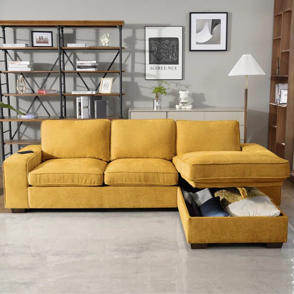 L-Shape Convertible Sectional Couches Sofas with Storage Chaise