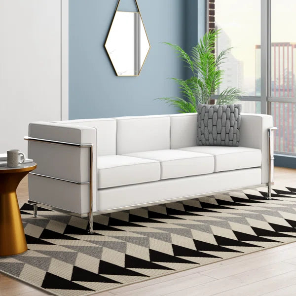 LeatherSoft Sofa with Double Bar Encasing Frame