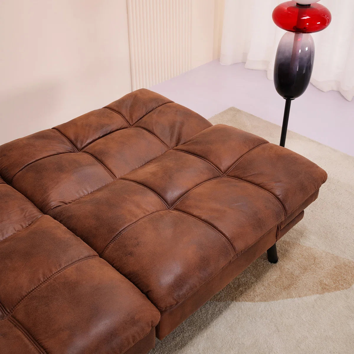 Modern Leather Convertible Futon