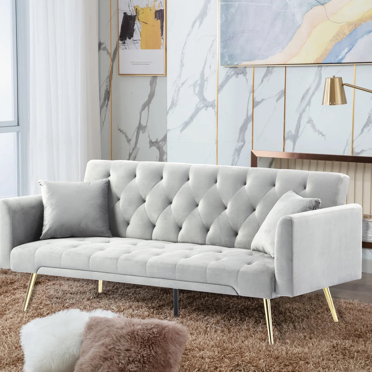 Modern Style 71.65‘’ Upholstered Velvet Sleeper Sofa