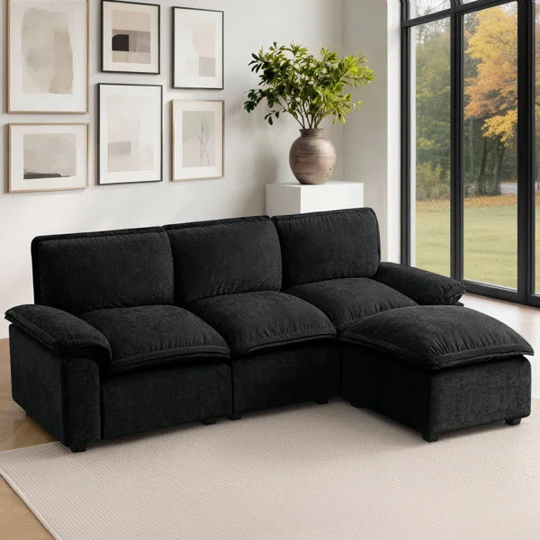 103.9'' Wide L-Shaped Sofa Comfy Cloud Couch Chenille Upholstered Sofa 4 Seater Sofa For Living Room