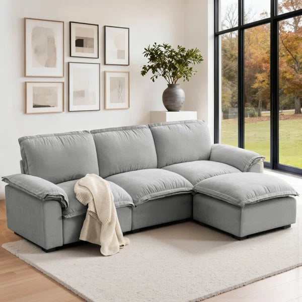 103.9'' Wide L-Shaped Sofa Comfy Cloud Couch Chenille Upholstered Sofa 4 Seater Sofa For Living Room