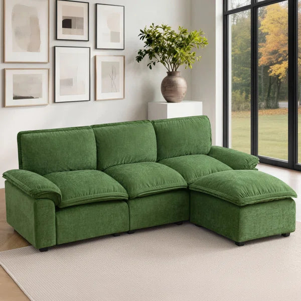 103.9'' Wide L-Shaped Sofa Comfy Cloud Couch Chenille Upholstered Sofa 4 Seater Sofa For Living Room