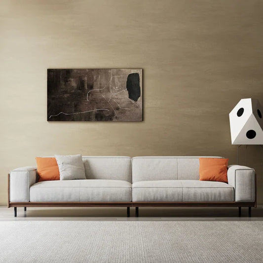 111.8'' Square Arms Compliant Sofa，Solid Wood Frame Couch