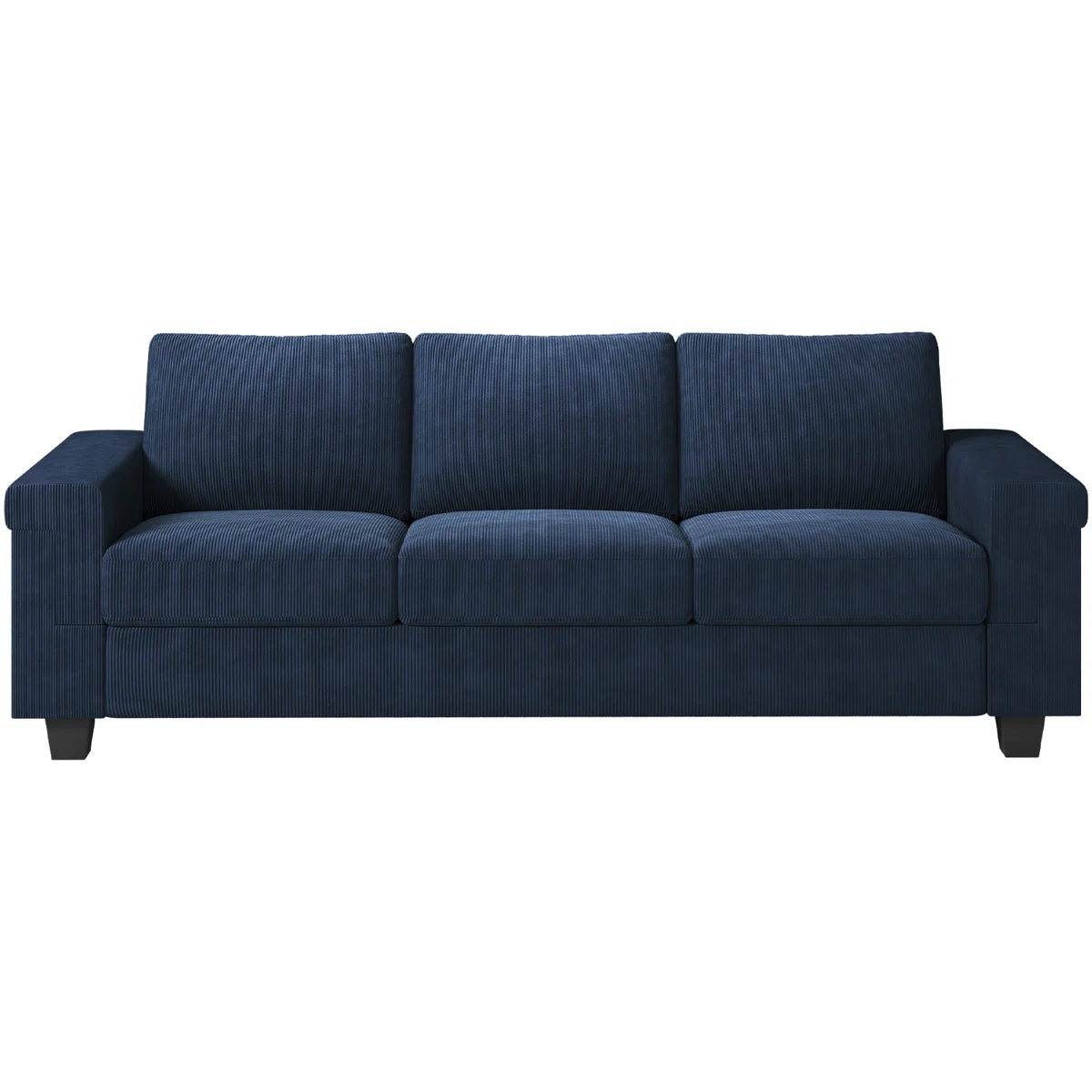 3 Seater Upholstered Sofa With Square Armrests For Living Room Apartment