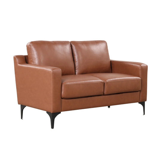55.5" Square Arm Faux Leather Loveseat