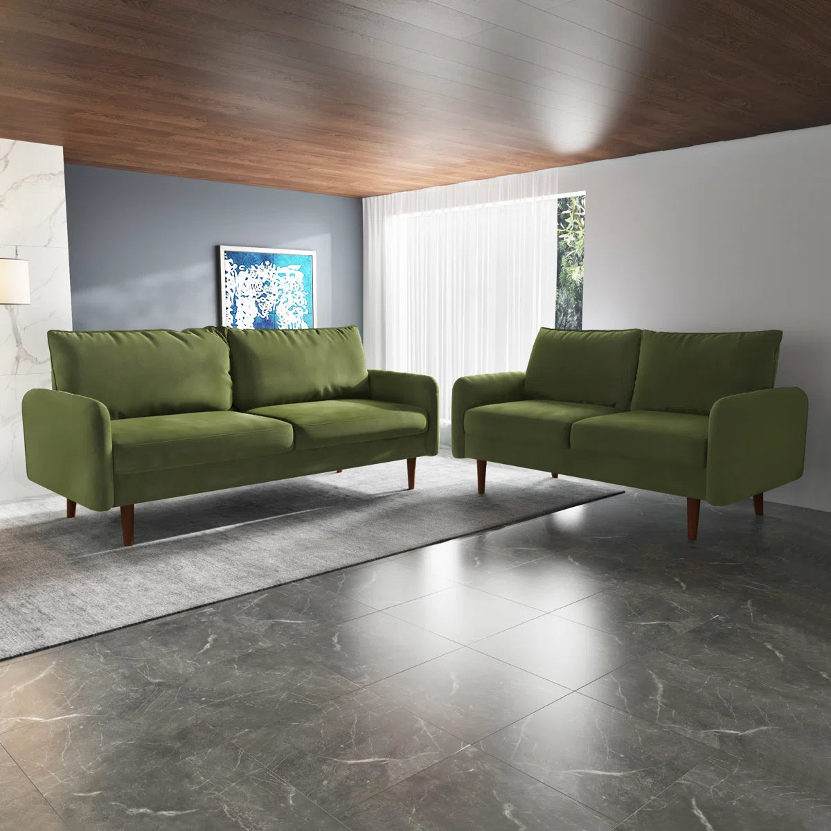 58" Velvet Round Arm Sofa Loveseat