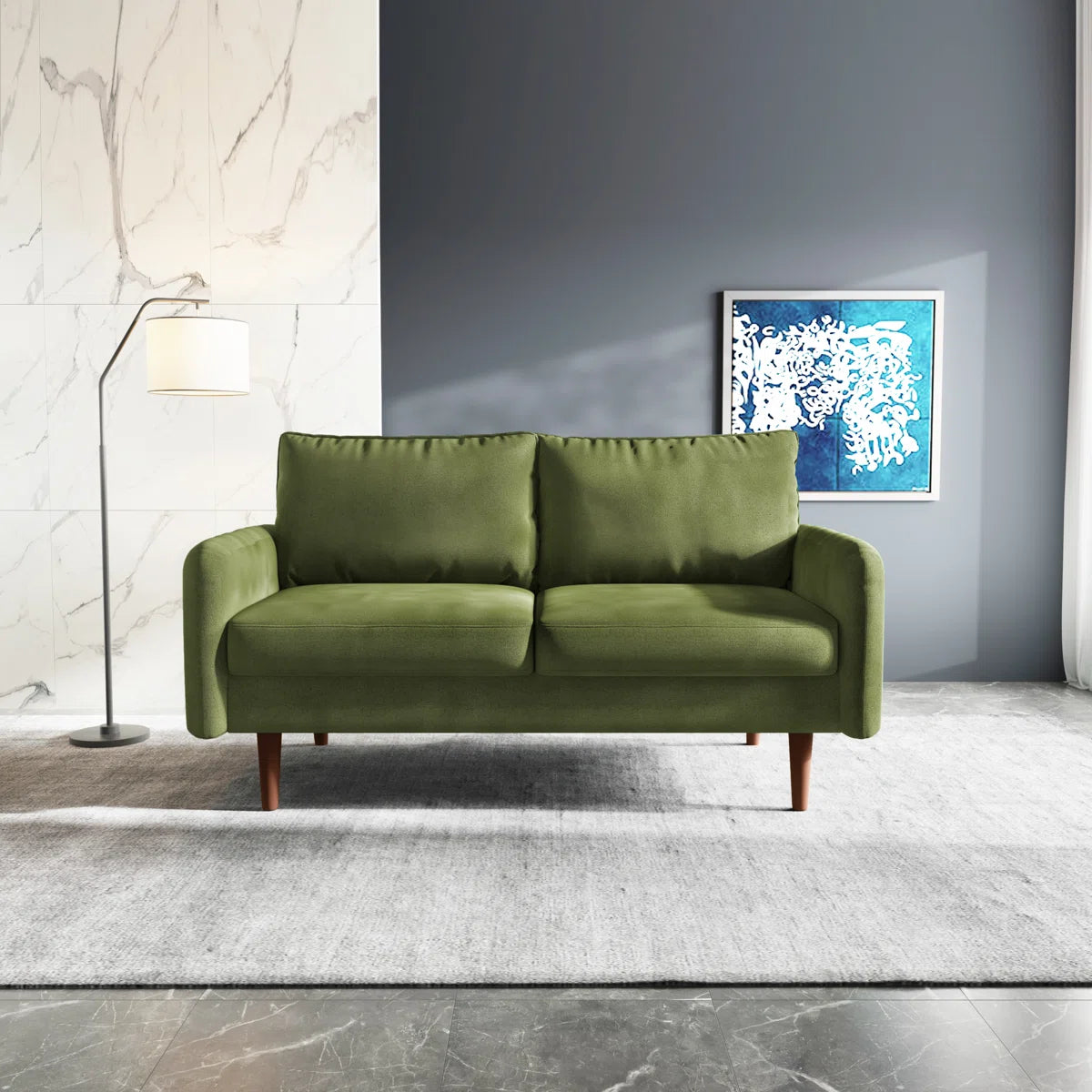 58" Velvet Round Arm Sofa Loveseat