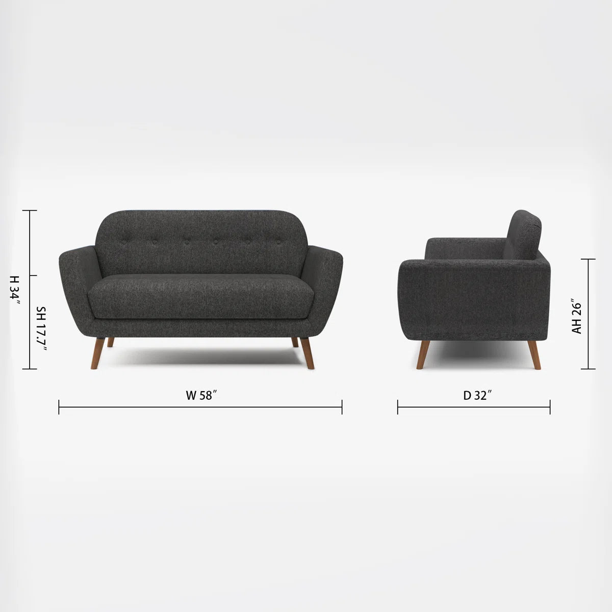 58'' Upholstered Loveseat