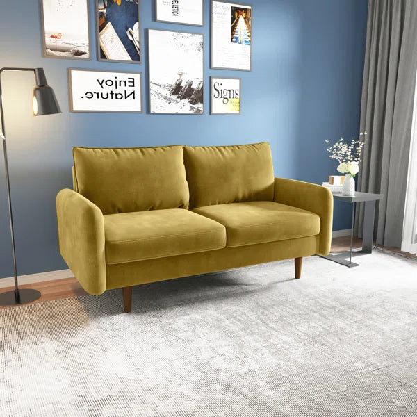 58" Velvet Round Arm Sofa Loveseat