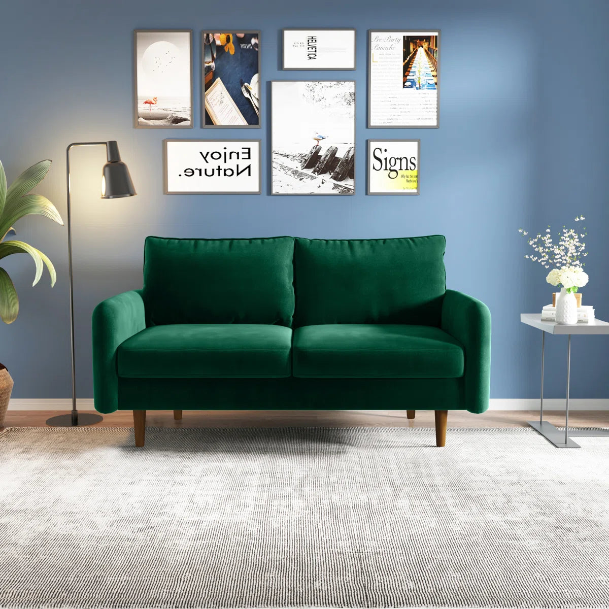 58" Velvet Round Arm Sofa Loveseat