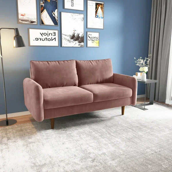 58" Velvet Round Arm Sofa Loveseat