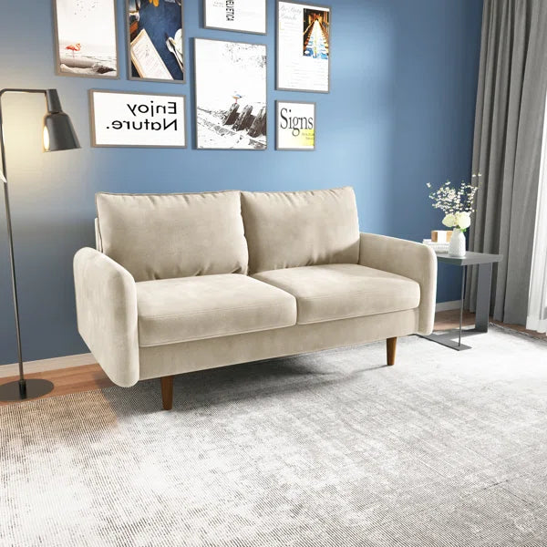 58" Velvet Round Arm Sofa Loveseat