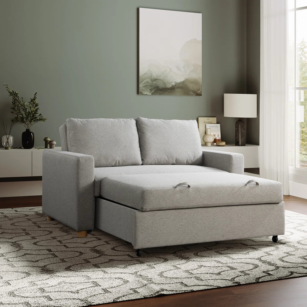 66.1" Full Size Convertible Loveseat, Dream Coil Comfort, Easy Assembly