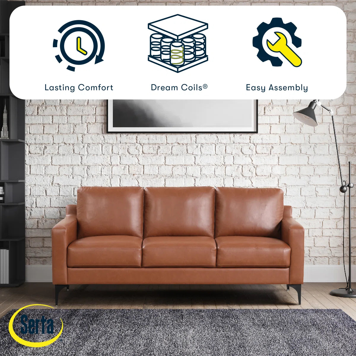 86.6'' Faux Leather Sofa