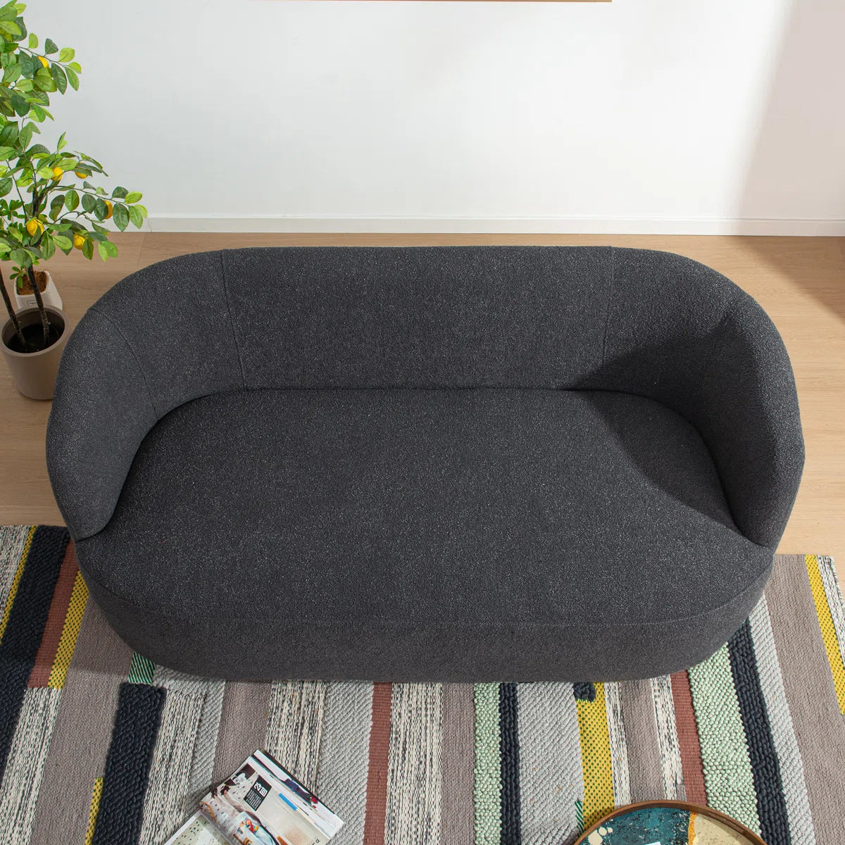68" Wide Boucle Upholstered Loveseat Sofa