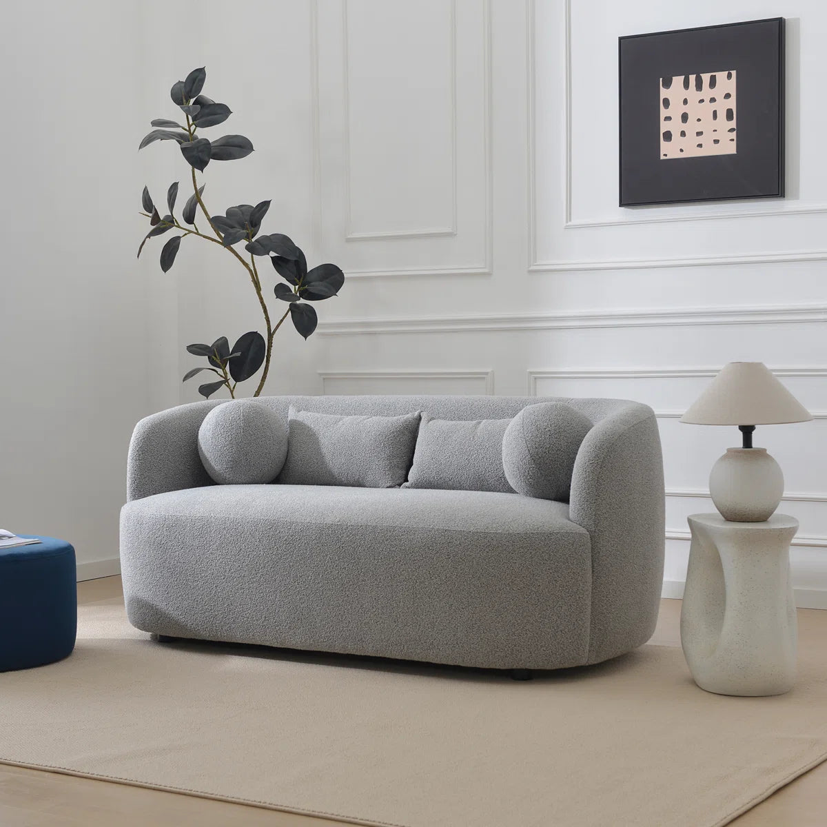 68" Wide Boucle Upholstered Loveseat Sofa