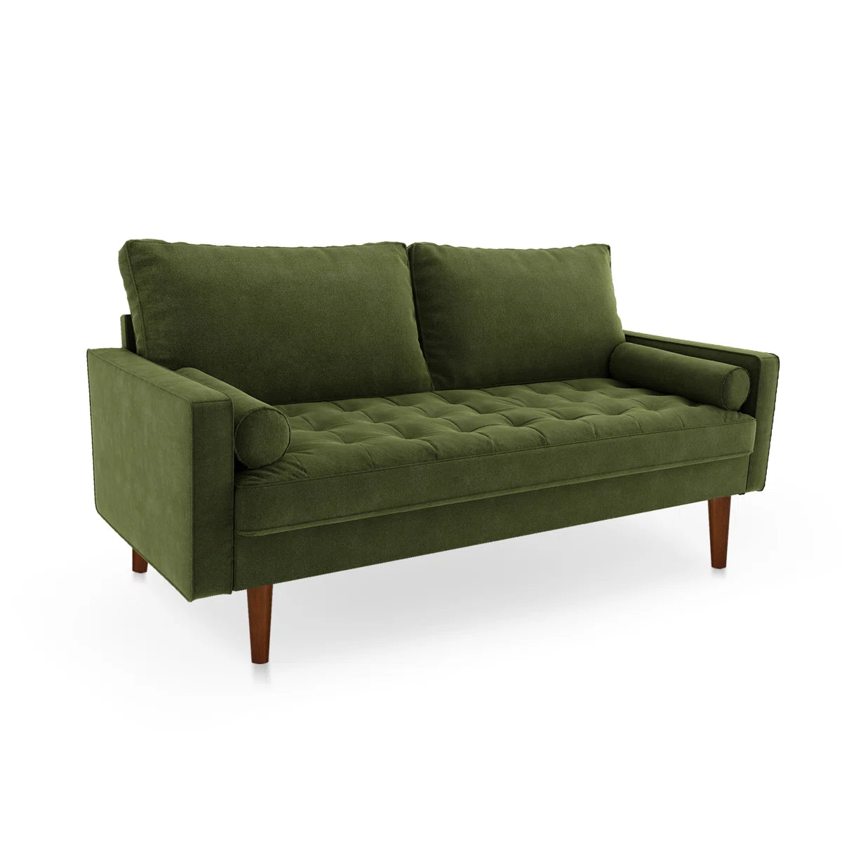 70" Velvet Square Arm Tufted Seat Sofa