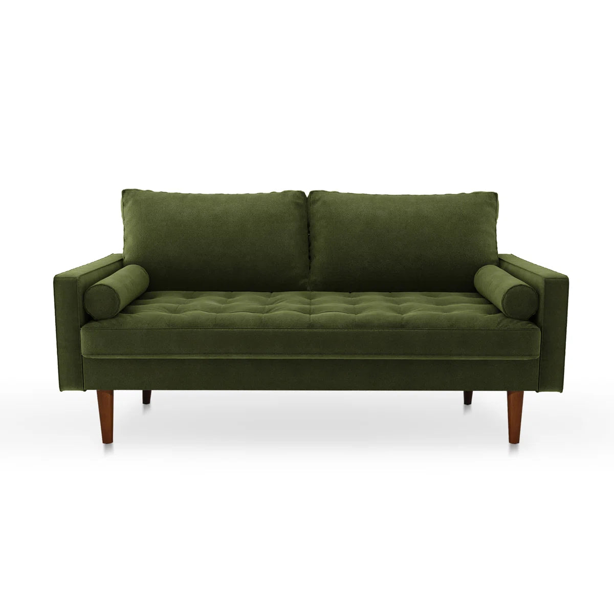 70" Velvet Square Arm Tufted Seat Sofa