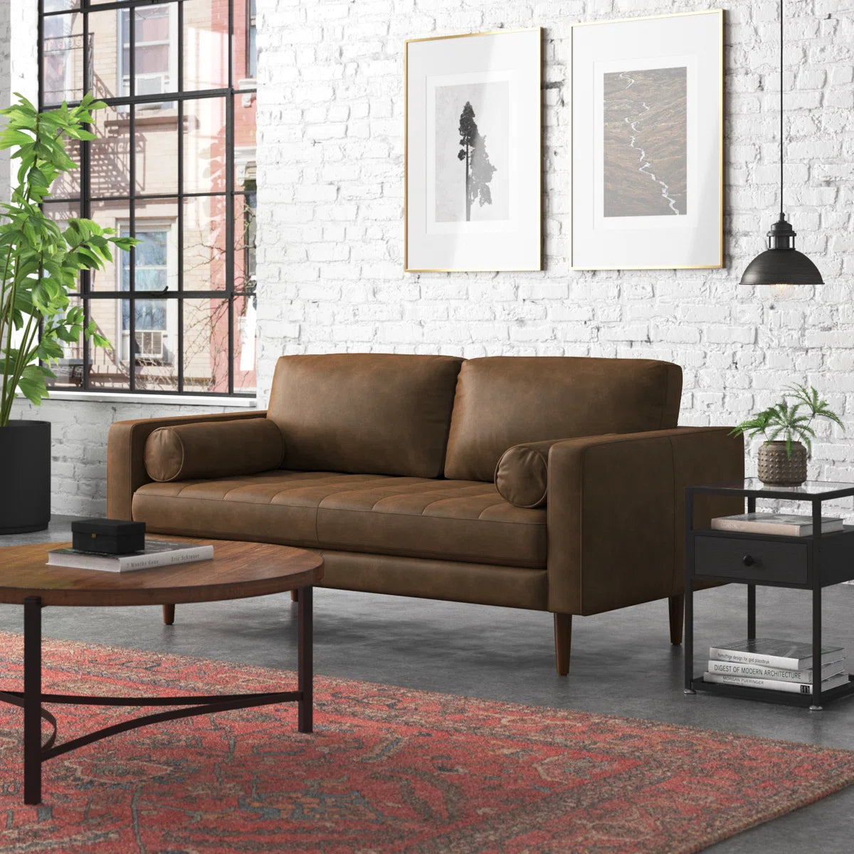 72'' Full-Grain Genuine Italian Leather Sofa