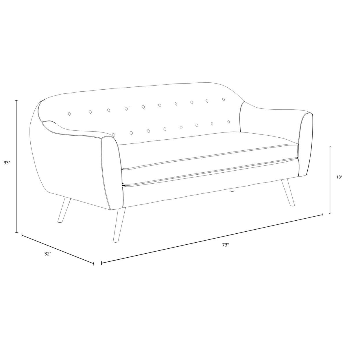 73" Flared Arm Sofa
