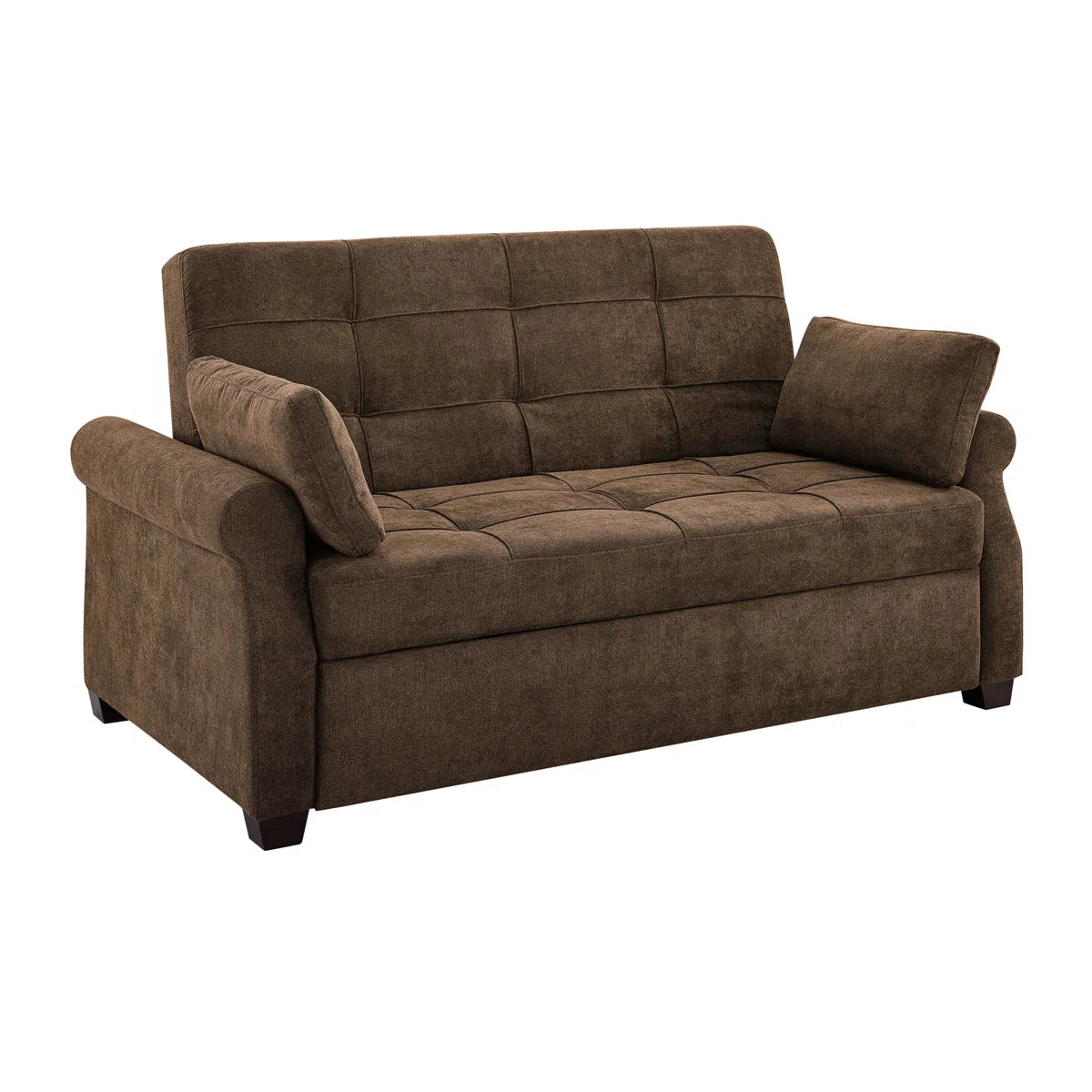 73" Queen Rolled Arm Tufted Back Convertible Sleeper Sofa Bed with Cushions