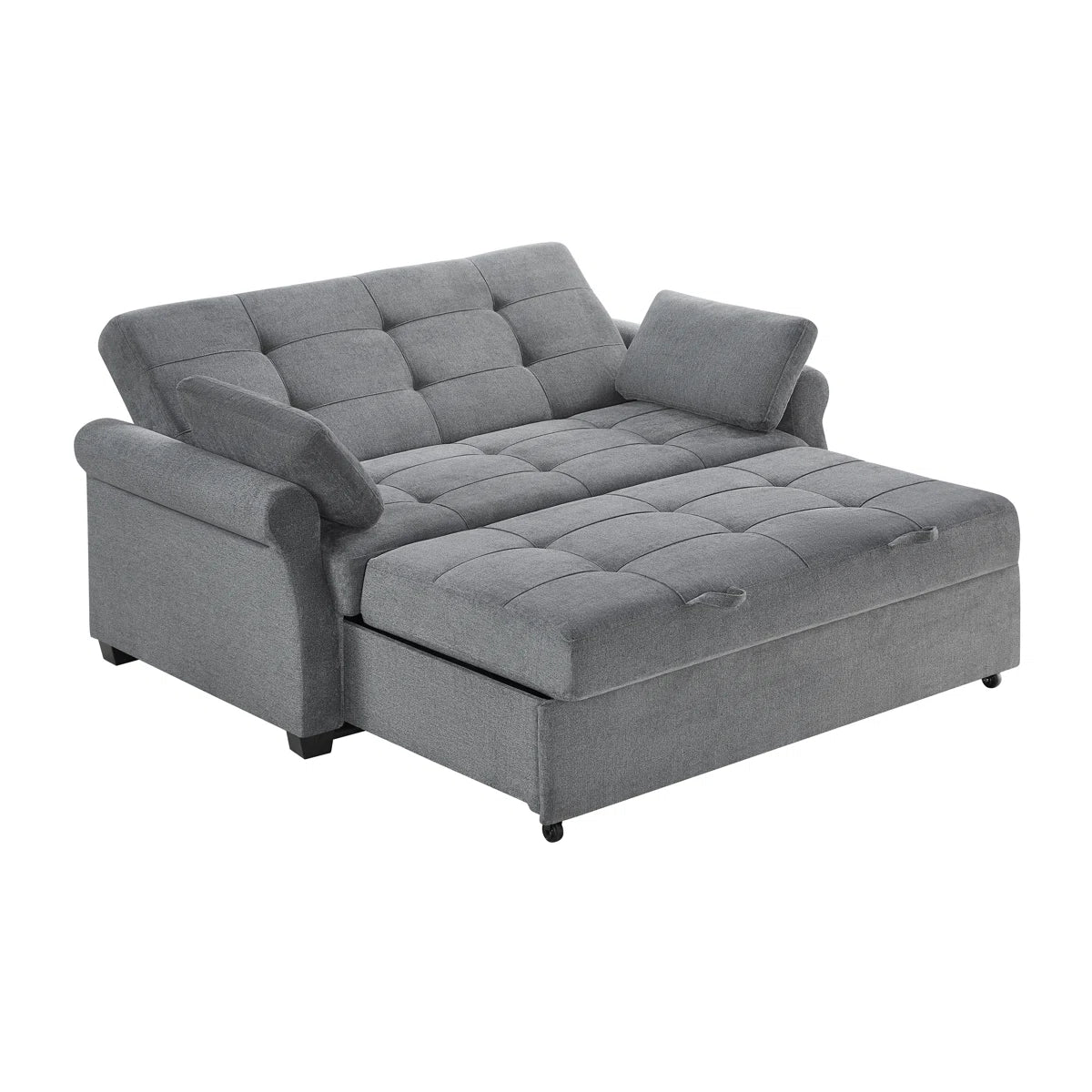 73" Queen Rolled Arm Tufted Back Convertible Sleeper Sofa Bed with Cushions