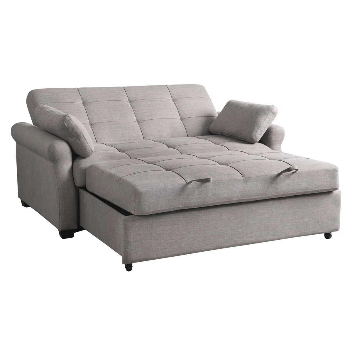 73" Queen Rolled Arm Tufted Back Convertible Sleeper Sofa Bed with Cushions