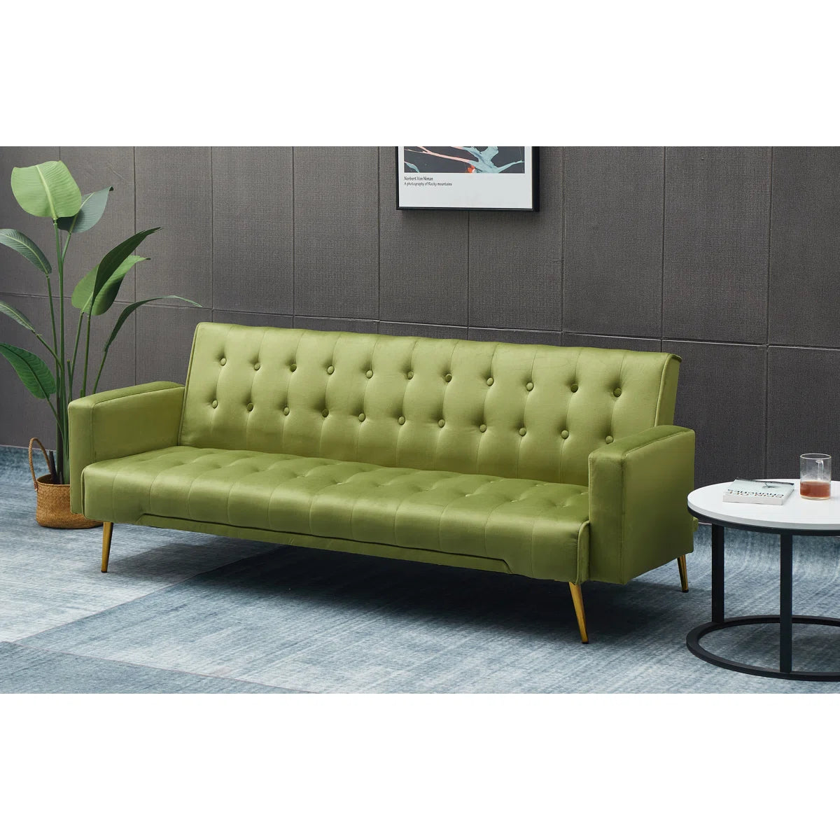 75'' Velvet Convertible Sofa