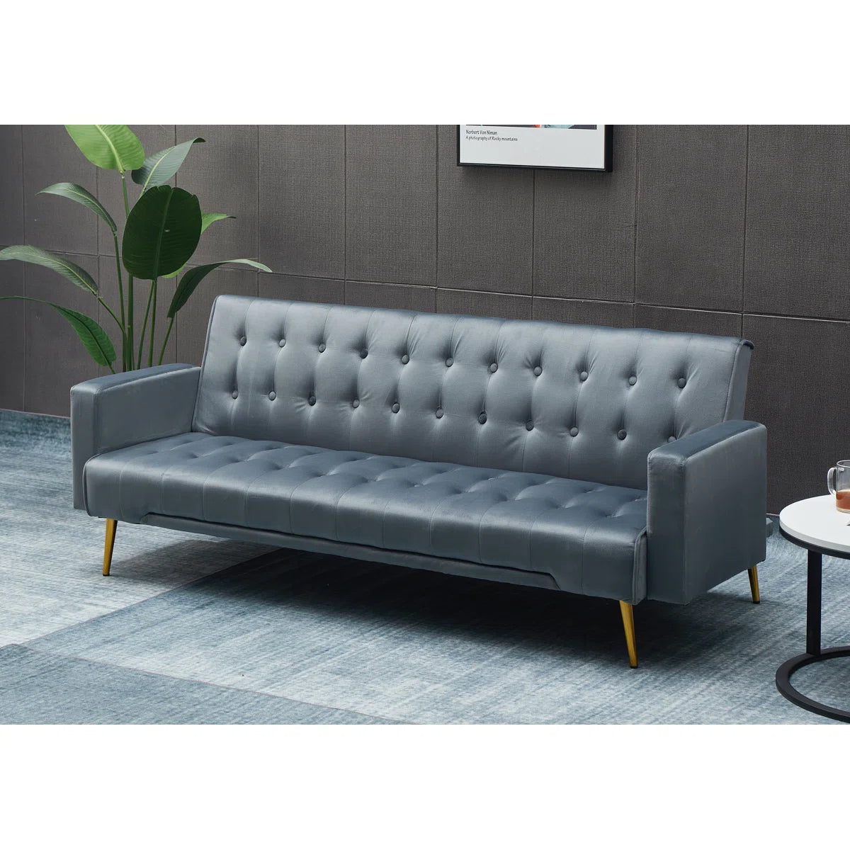 75'' Velvet Convertible Sofa