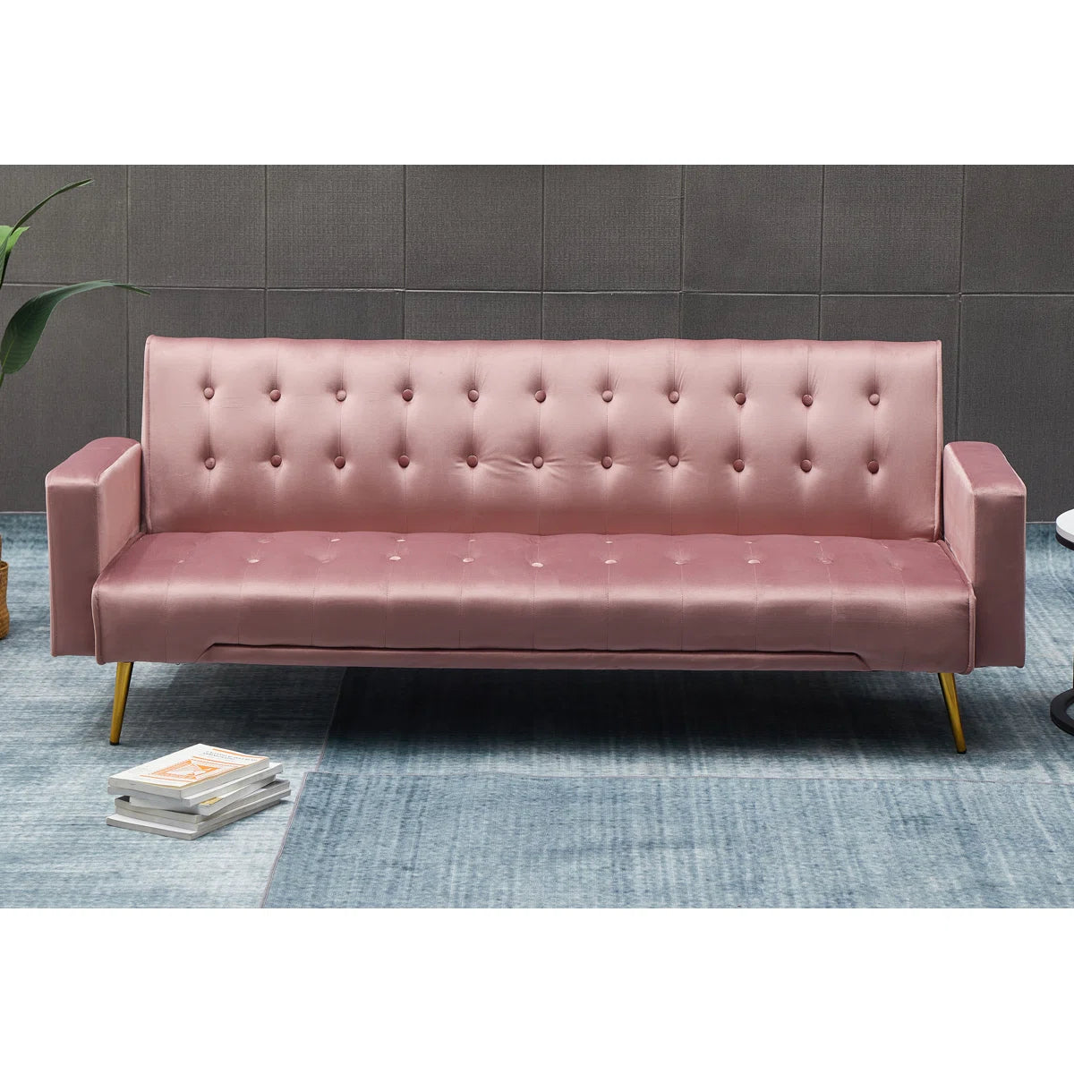 75'' Velvet Convertible Sofa