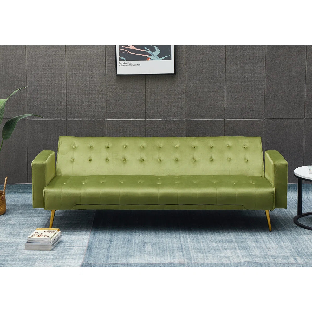 75'' Velvet Convertible Sofa