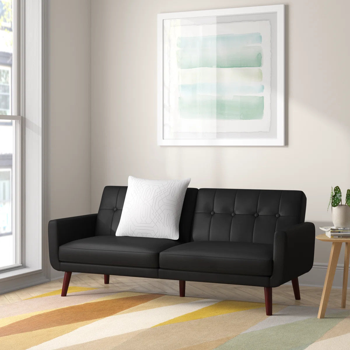 78.5" Faux Leather Convertible Sofa