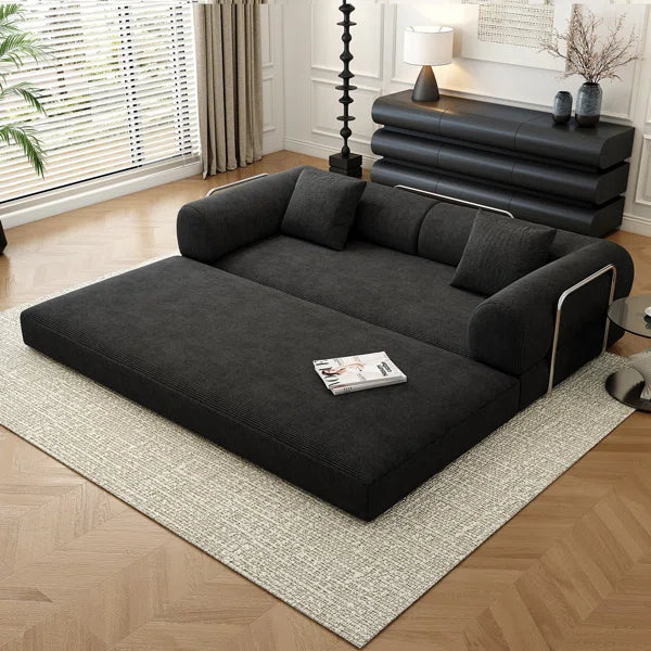 78.8 Modular Sofa Bed - 4-in-1 Convertible Design with Corduroy Fabric and High Density Sponge, Removable Cover and Fixed Frame