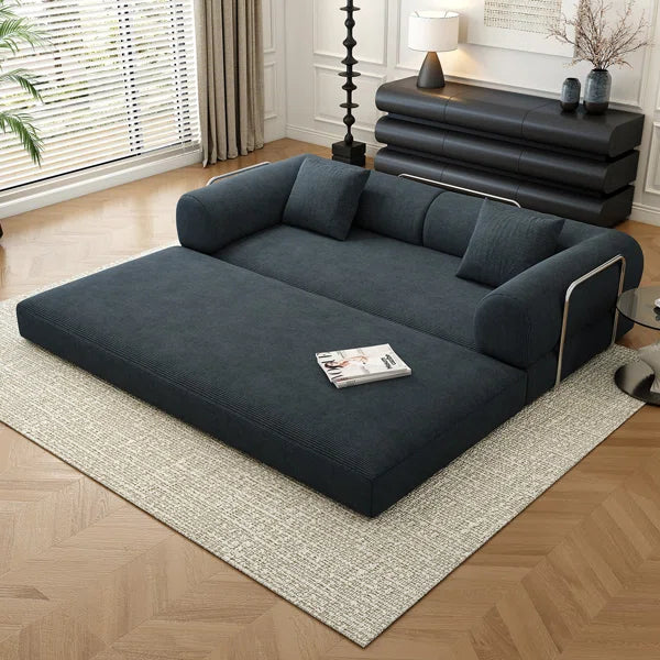 78.8 Modular Sofa Bed - 4-in-1 Convertible Design with Corduroy Fabric and High Density Sponge, Removable Cover and Fixed Frame