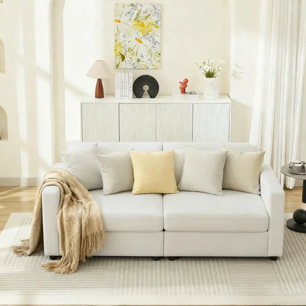 Luxury Deep Seat Chenille Upholstered Sofas Couches With Solid Wood Frame, Hidden Storage