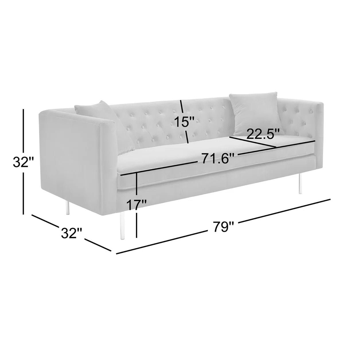 79'' Velvet Sofa