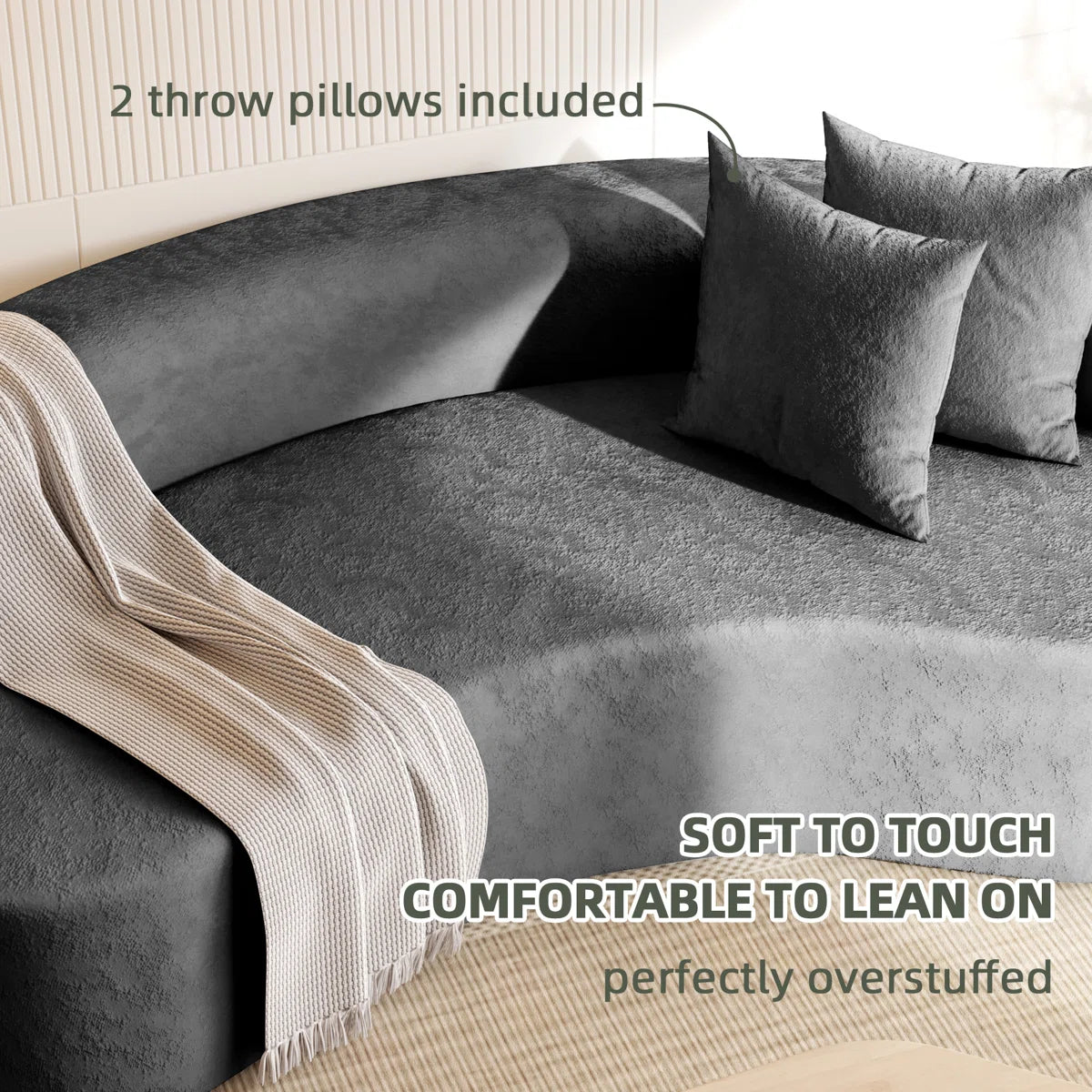 80" Modern Upholstered Sofa with Two Pillows Included