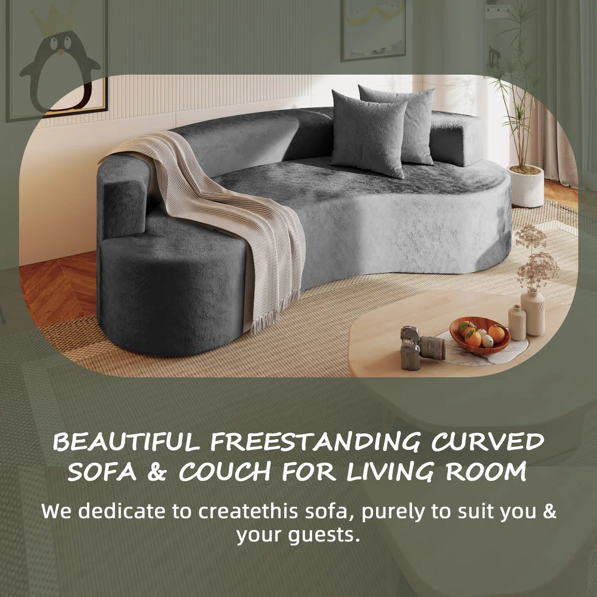 80" Modern Upholstered Sofa with Two Pillows Included