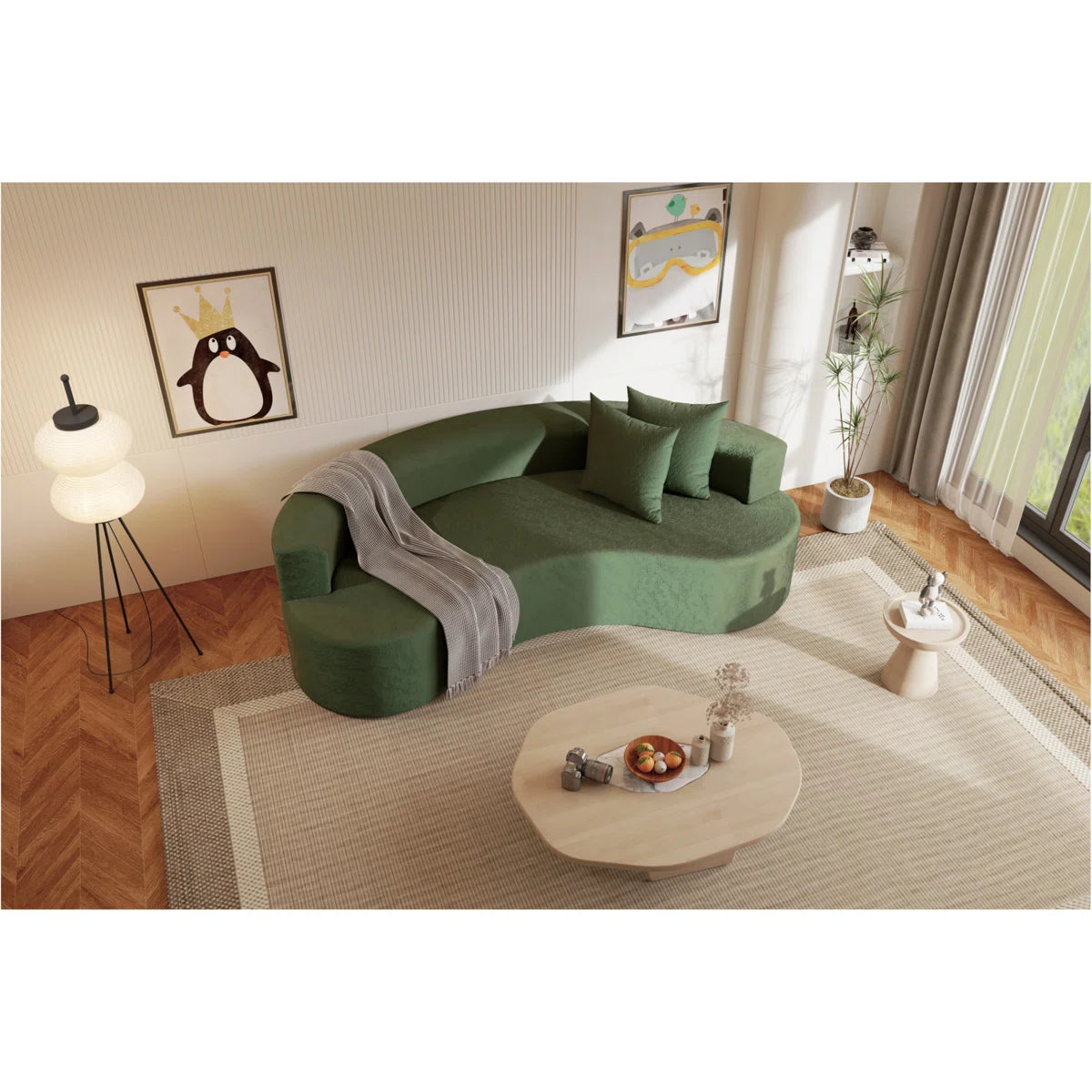 80" Modern Upholstered Sofa with Two Pillows Included